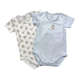 Chicco Set Body 2Pz Bicolore Con Stampa Bianco/Azzurro Per Neonato