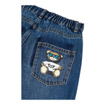 Moschino Jeans Tinta Unita con Elastico In Vita per Bambino HUP089 BLU MOSCHINO 