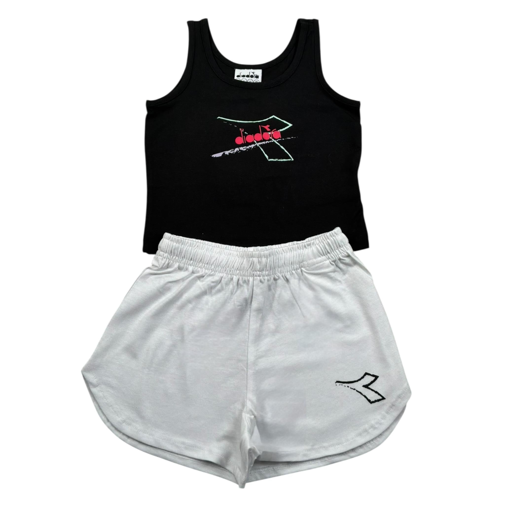 Diadora Completo 2 Pezzi Canotta-Short Bicolore per Bambina 102181717 BIANCO/NERO DIADORA 