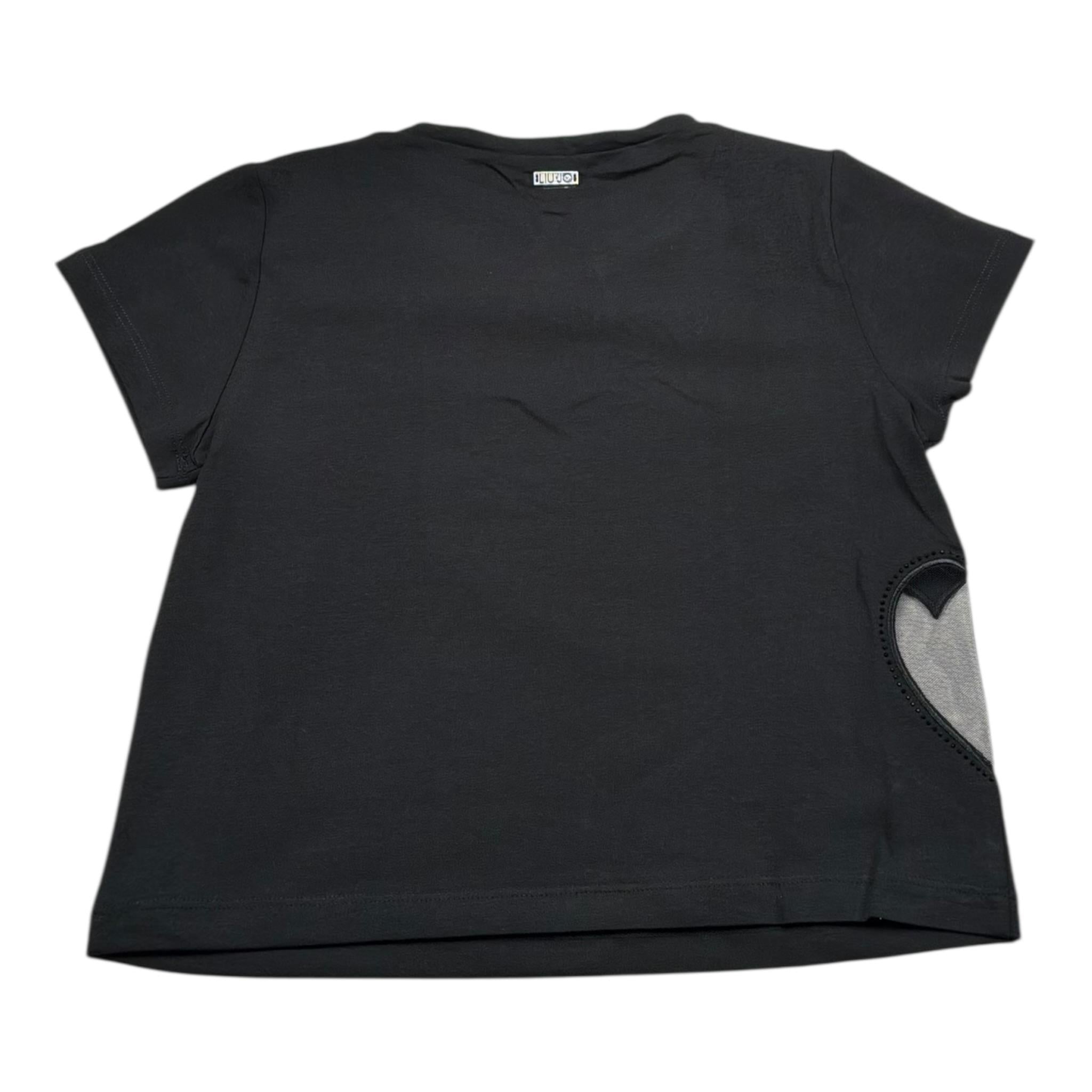 Liu Jo T-Shirt Girocollo Tinta Unita con Applicazione per Bambina GA5067XXXX NERO LIU JO 