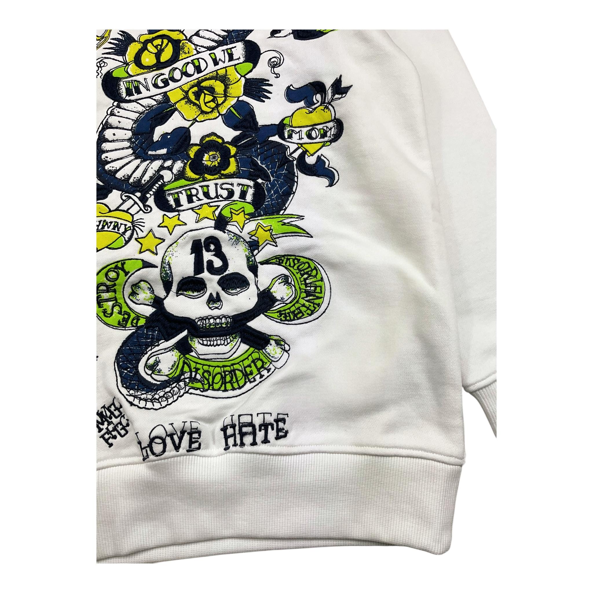 JOHN RICHMOND felpa chiusa con cappuccio tinta unita con stampa in contrasto Bianco per Bambino RBA25209FE BIANCO JOHN RICHMOND 