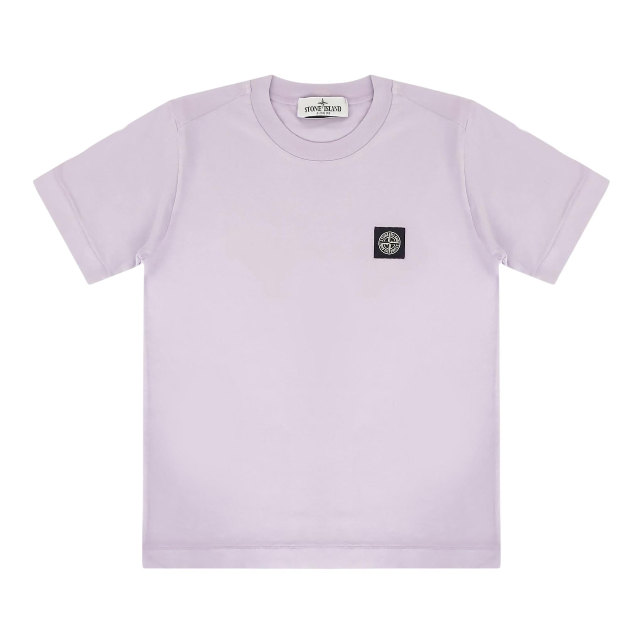 Stone Island T-Shirt Girocollo Tinta Unita con Logo per Bambino K1S162100002 GLICINE STONE ISLAND 