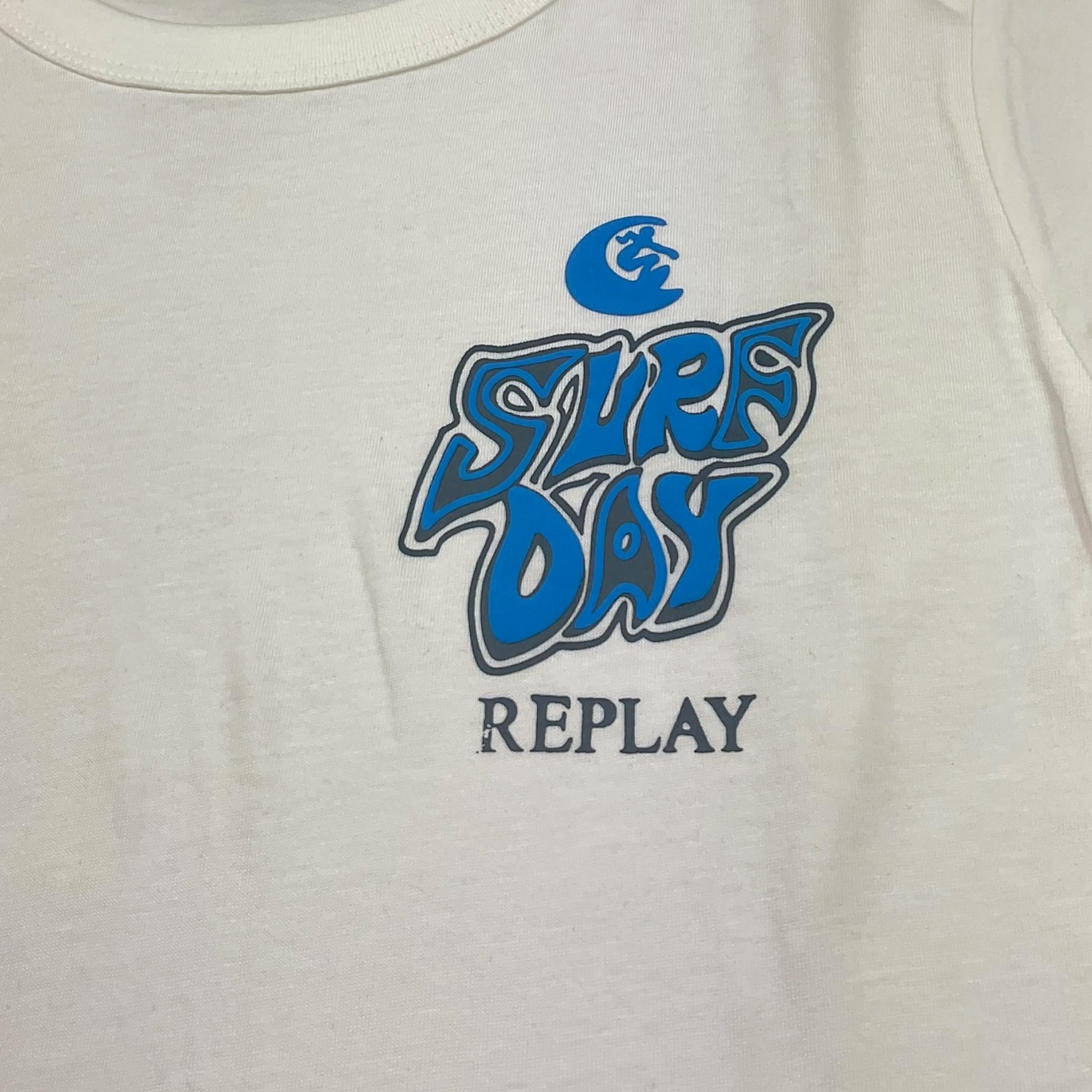 Replay T-Shirt Girocollo Tinta Unita con Stampa per Bambino SB7360X BIANCO REPLAY 