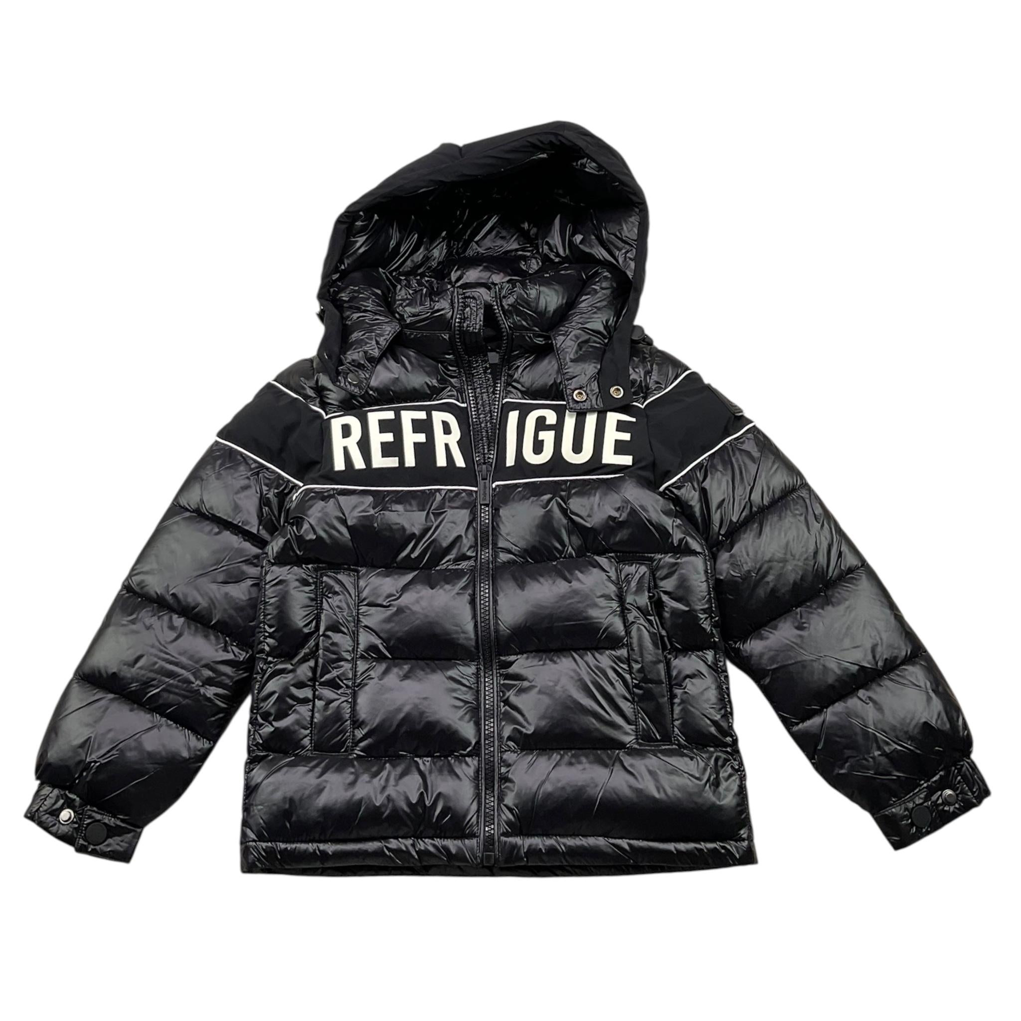 REFRIGUE giubbino tinta unita con cappuccio e stampa logo Nero per Bambino 2831O00019 NERO REFRIGUE 