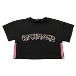 JOHN RICHMOND t-shirt crop tinta unita con stampa in contrasto Nero per Bambina RGA25224TS NERO JOHN RICHMOND 