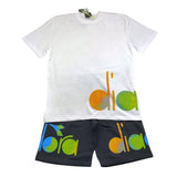 Diadora Completo T-Shirt-Bermuda Bicolore Bianco/Nero Per Bambino