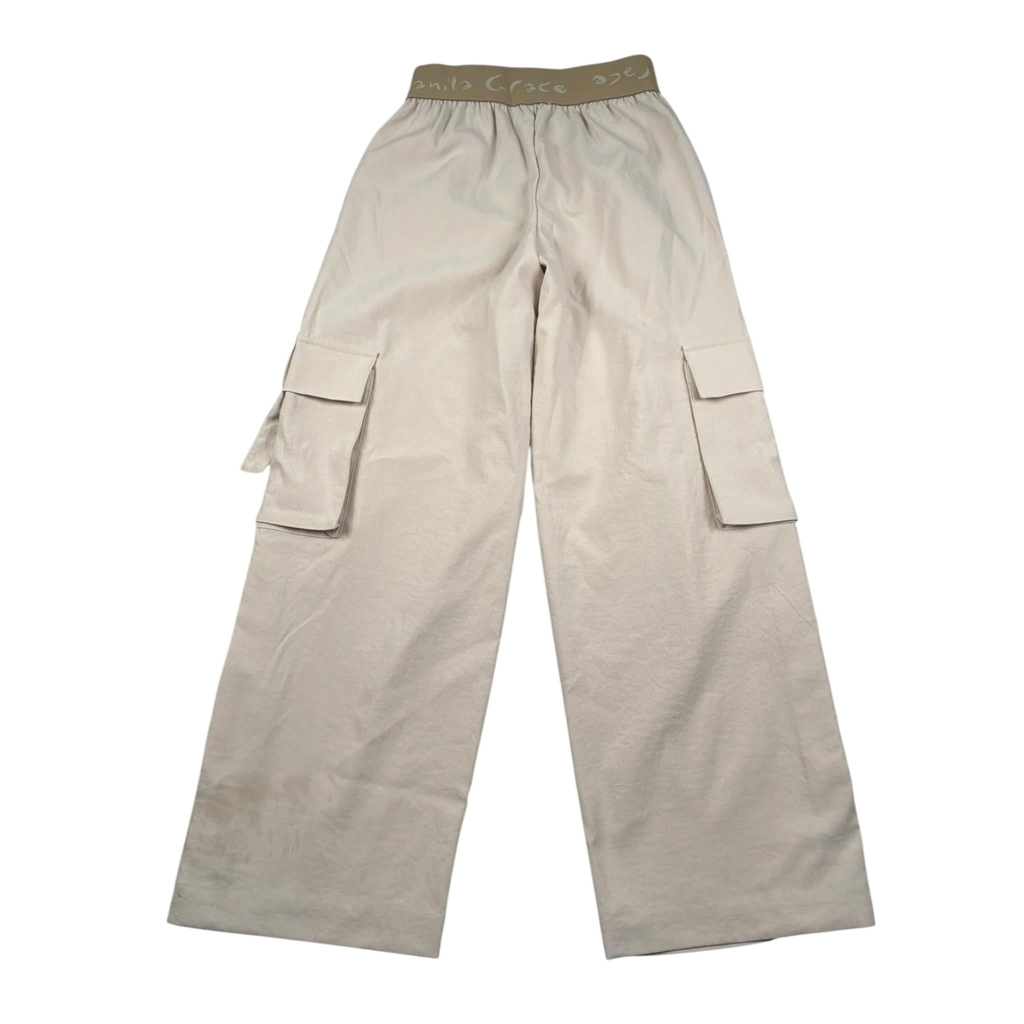 Manila Grace Pantalone Tinta Unita Modello Palazzo per Bambina 103PMJS25 BEIGE MANILA GRACE 