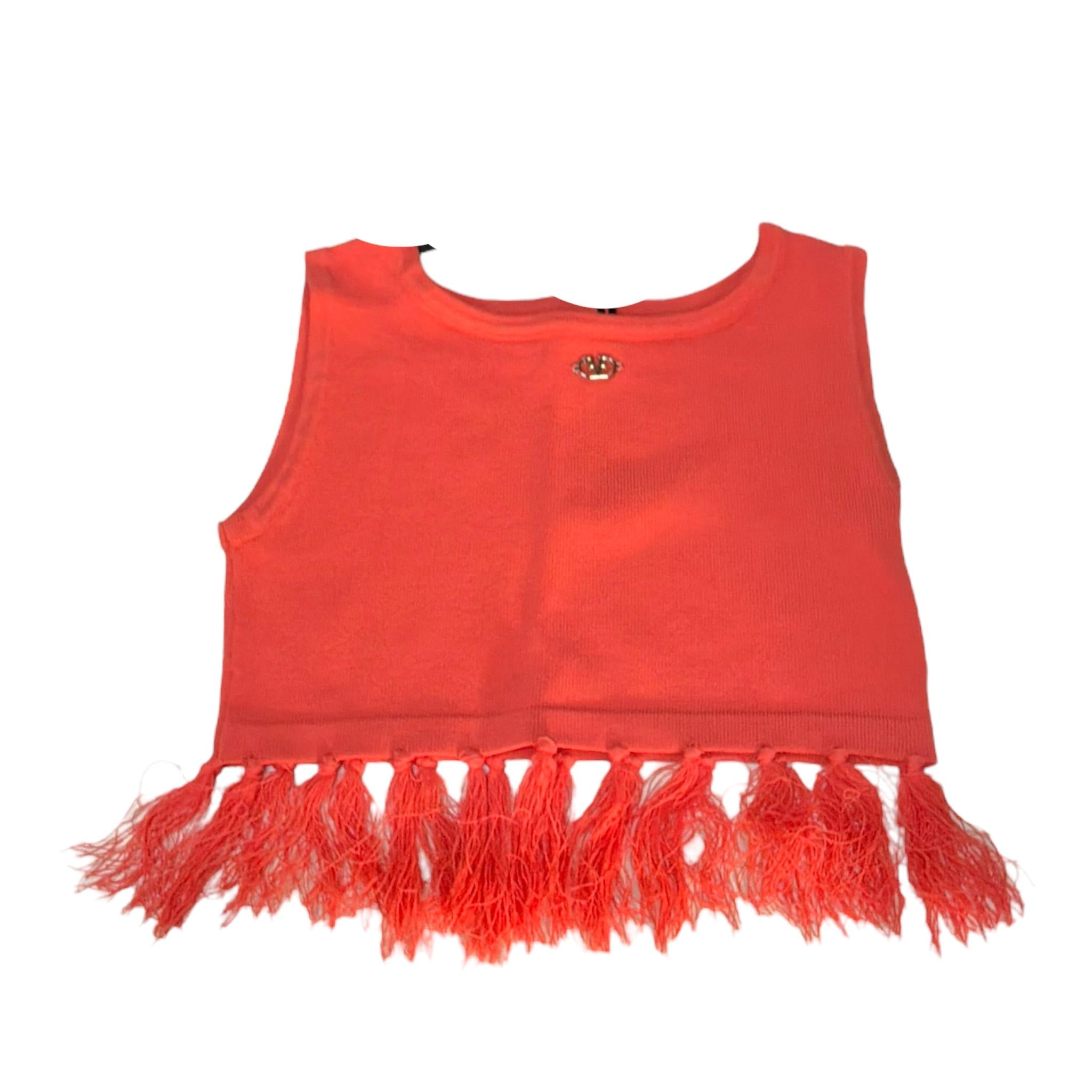 Fun & Fun Completo 2 Pezzi Top Tinta Unita con Frange-Gonna per Bambina FBTP01329 ARANCIONE FUN & FUN 