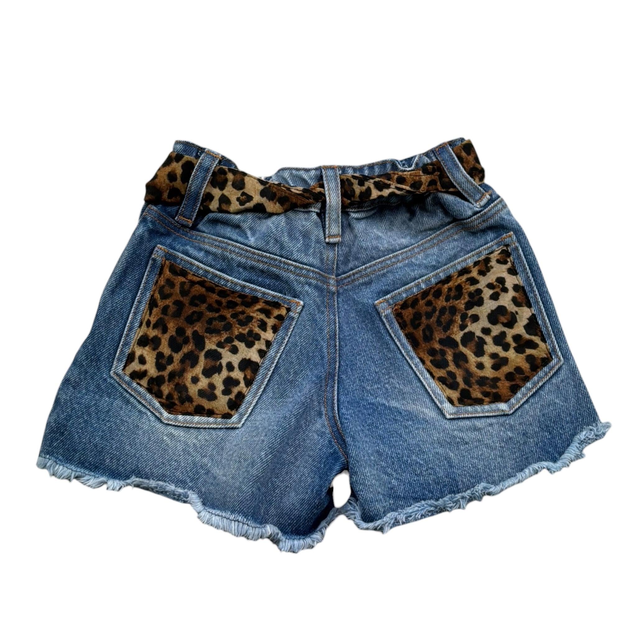 Saint Barth Short In Denim Tinta Unita con Cinturino per Bambina KIKO BLU SAINT BARTH 