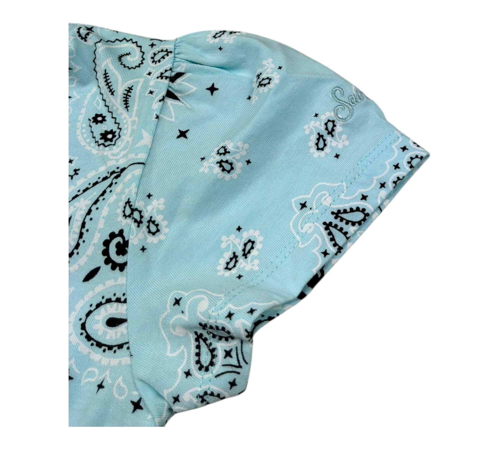 Saint Barth Abito Mezza Manica Tinta Unita Stampa Fantasia per Bambina LEILA AZZURRO SAINT BARTH 