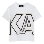 Karl Lagerfeld T-Shirt Girocollo Tinta Unita con Stampa per Bambino Z30432J BIANCO KARL LAGERFELD 