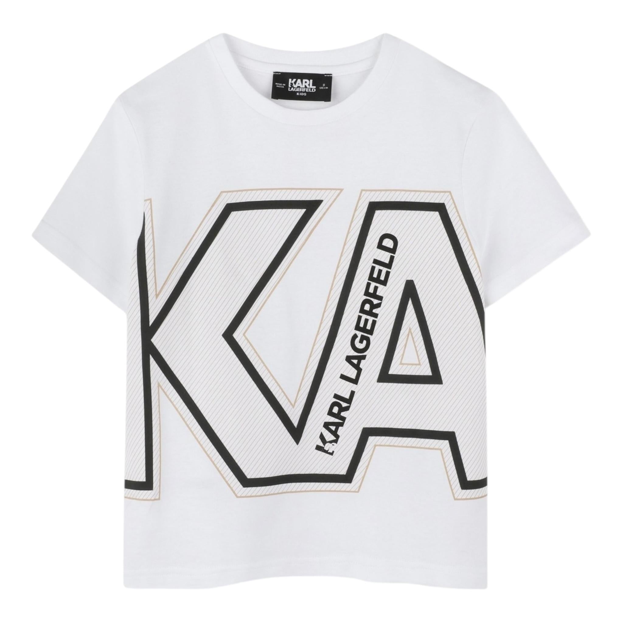 Karl Lagerfeld T-Shirt Girocollo Tinta Unita con Stampa per Bambino Z30432J BIANCO KARL LAGERFELD 