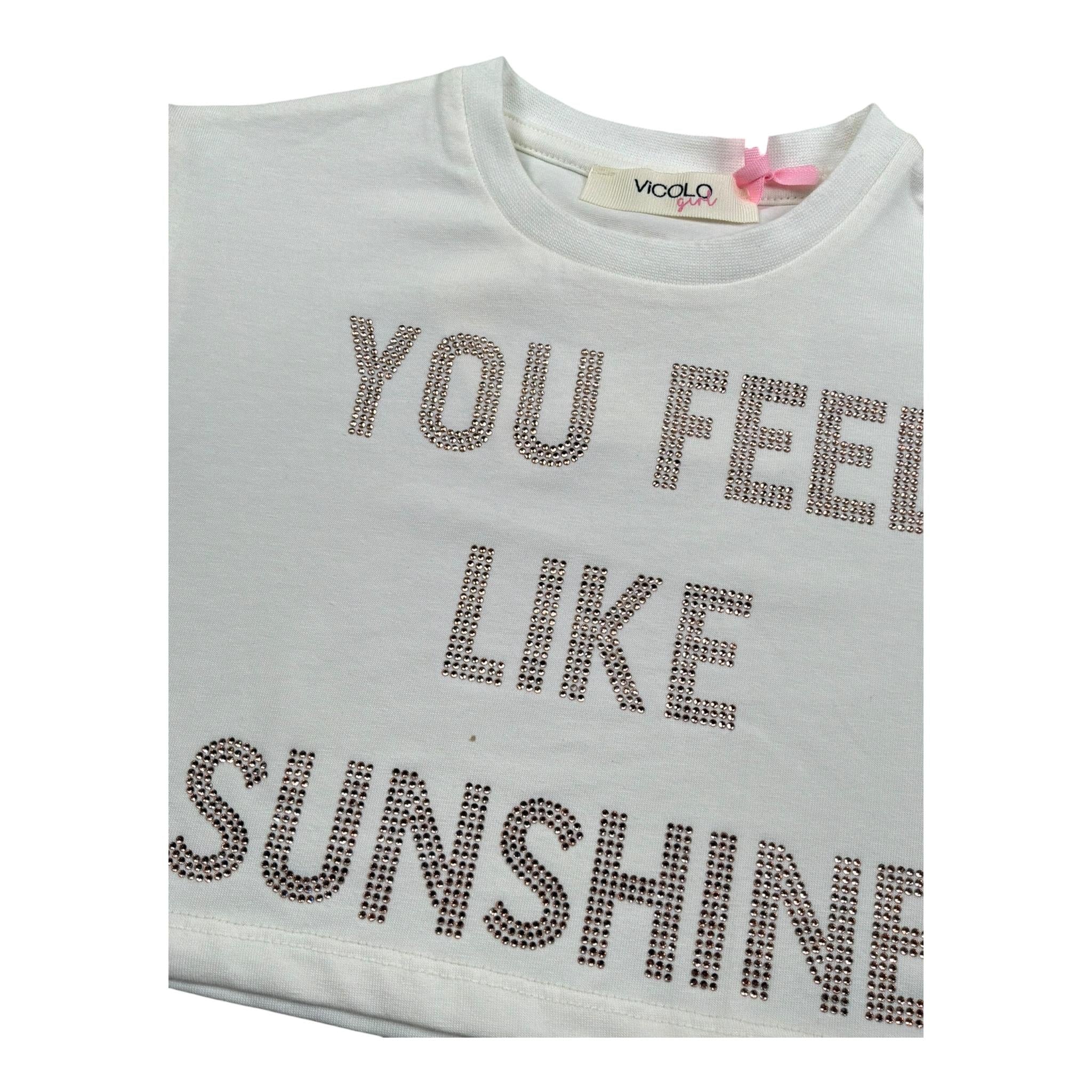 Vicolo T-Shirt Girocollo Tinta Unita con Brillantini per Neonata 3146MY00116 PANNA VICOLO 