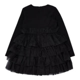 Liu Jo Abito Tinta Unita Manica Lunga Con Tulle Nero Per Bambina