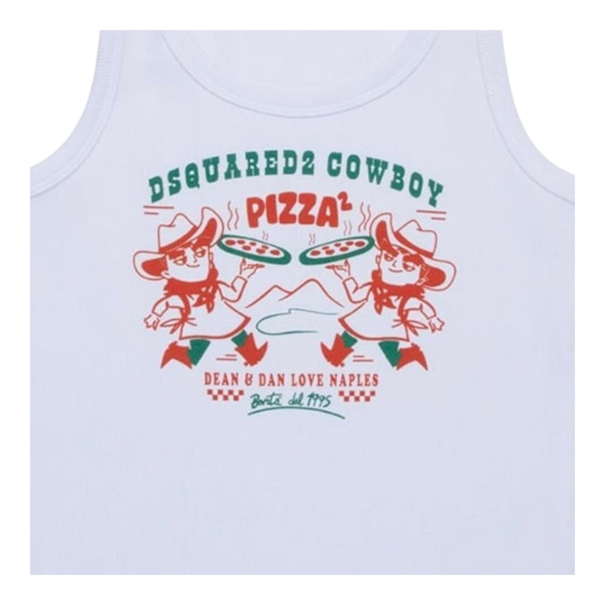 Dsquared2 Canotta Tinta Unita Girocollo con Stampa per Bambino DQ2974 BIANCO DSQUARED2 