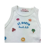 Saint Barth Canotta Tinta Unita con Stampa per Bambina BLUEJR BIANCO SAINT BARTH 