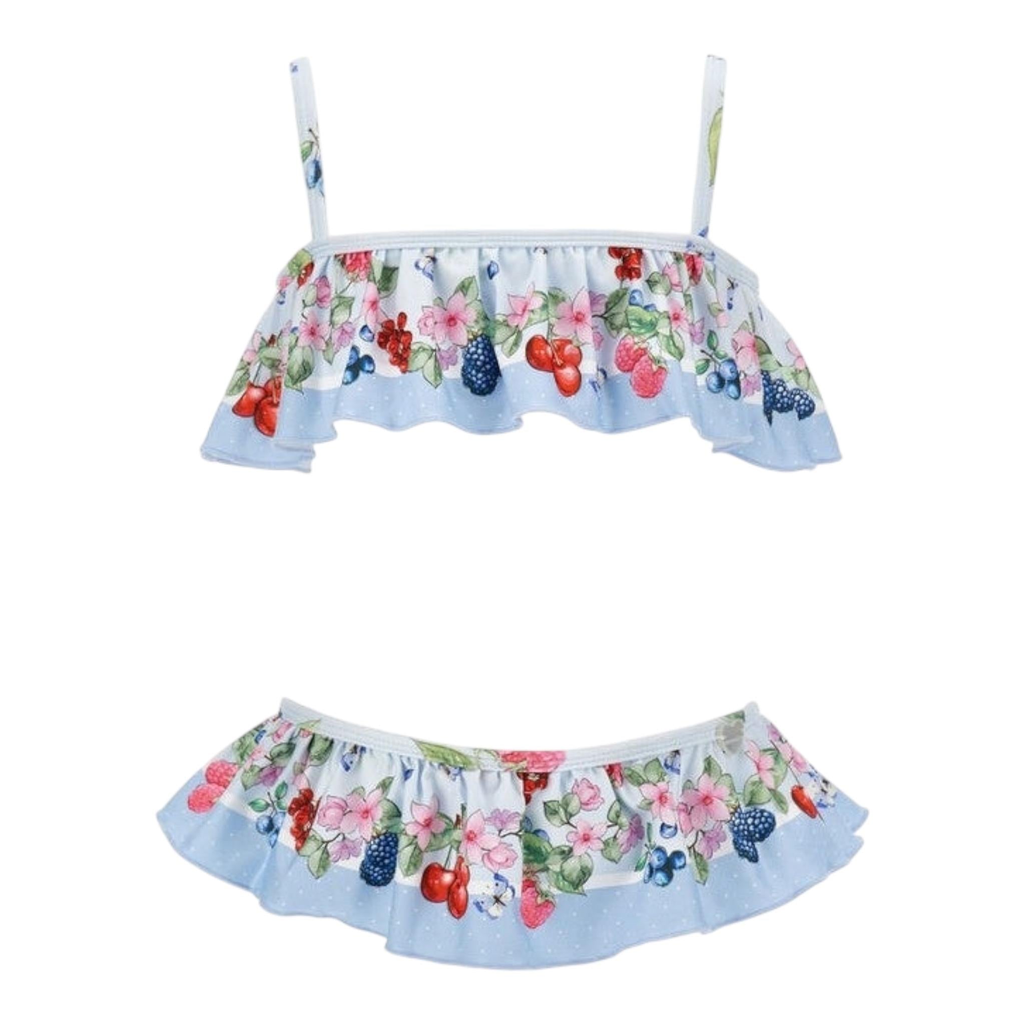 Monnalisa Costume 2 Pezzi Fascia-Slip Tinta Unita con Stampa per Neonata 19E077N AZZURRO MONNALISA 