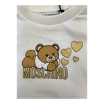 MOSCHINO abito manica lunga tinta unita con stampa in contrasto Bianco per Neonata MDV0BLX BIANCO MOSCHINO 
