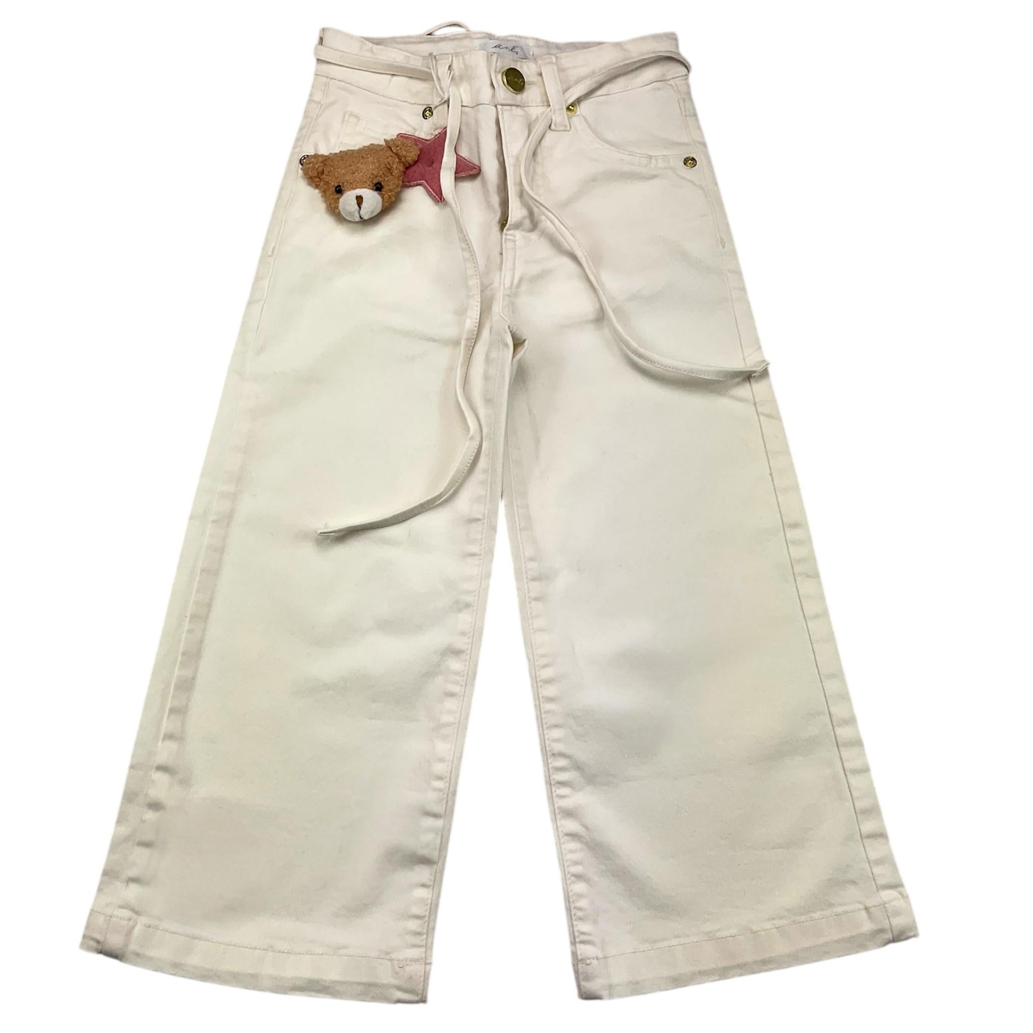 U+è BY MISS GRANT pantalone modello palazzo tinta unita con applicazioni Panna per Bambina UE1497 PANNA U+è BY MISS GRANT 