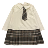 LE BEBE' abito manica lunga tinta unita con gonna e cravatta in contrast Bianco per Bambina LBG5351J BIANCO LE BEBE' 