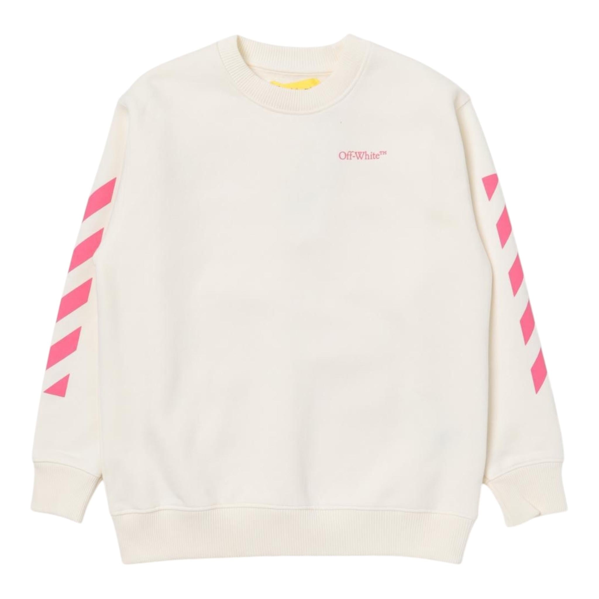 OFF-WHITE felpa chiusa girocollo tinta unita con stampe in contrasto Panna per Bambina GBA001F23 PANNA OFF-WHITE 