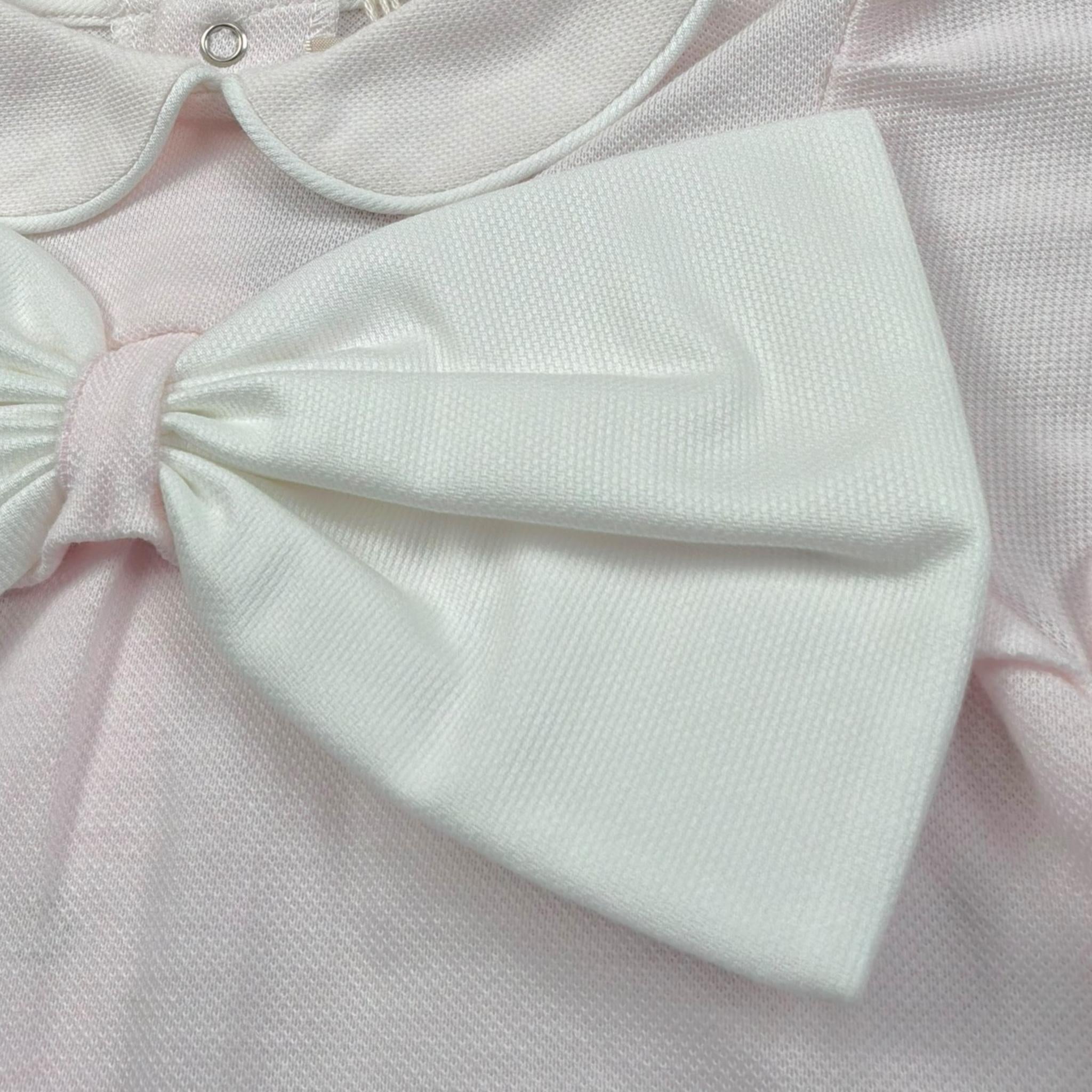 La Stupenderia Pagliaccetto Tinta Unita con Fiocco per Neonata TBTT62 ROSA LA STUPENDERIA 