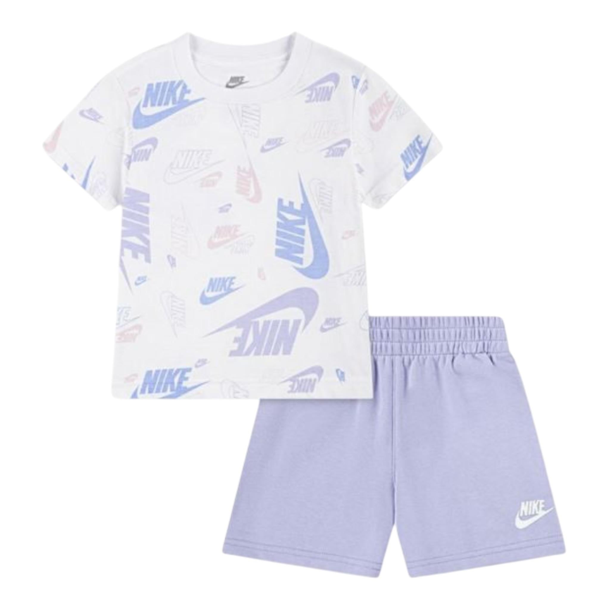 Nike Completo 2 Pezzi T-Shirt-Bermuda tinta unita Bianco per Bambina 36N043 BIANCO NIKE 