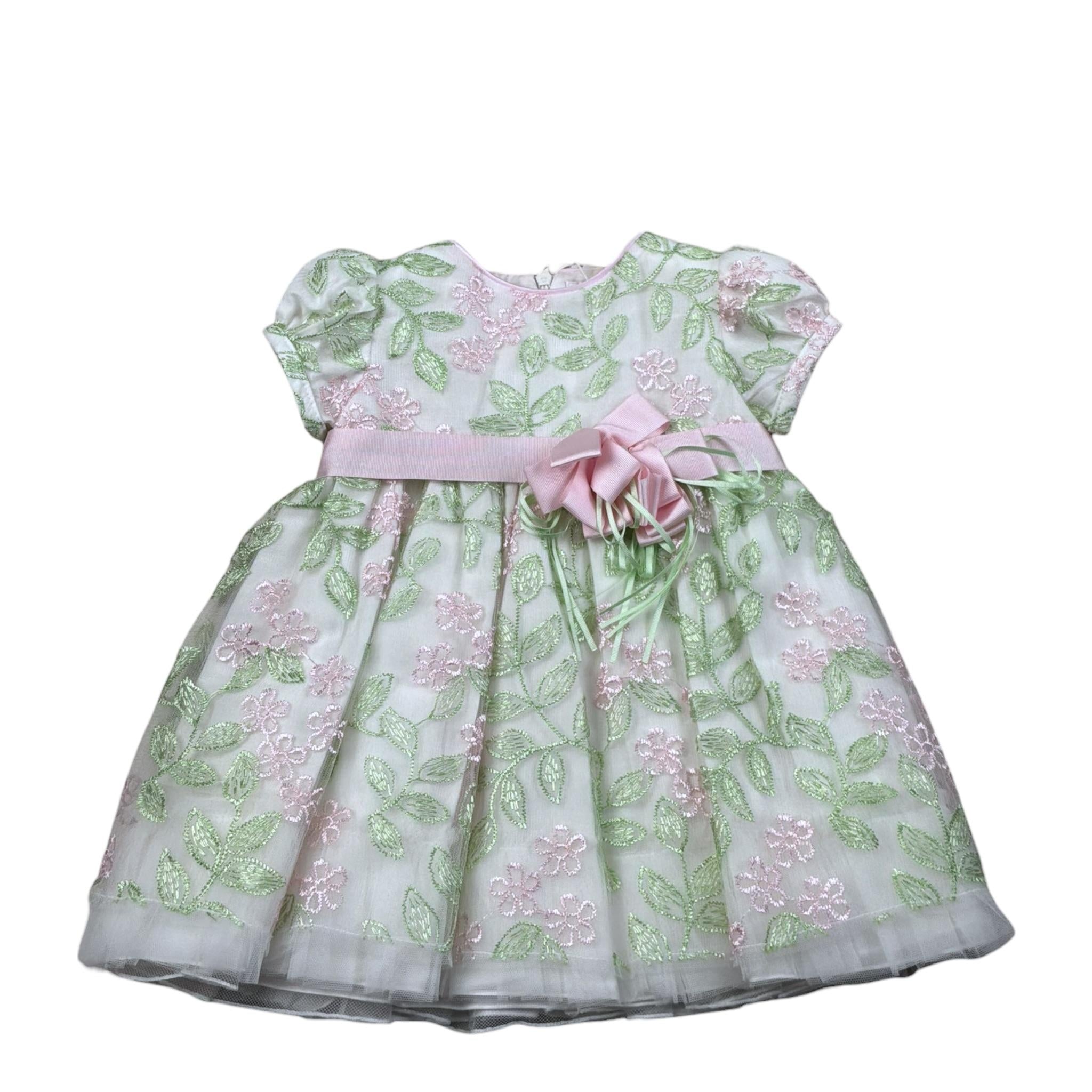 Aletta Abito Cerimonia Tinta Unita con Fantasia per Neonata H23465 BIANCO ALETTA 