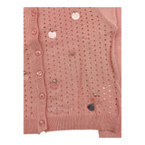 Alice Pi Cardigan Tinta Unita con Trafori Rosa per Bambina
