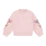 ROBERTO CAVALLI felpa chiusa girocollo tinta unita con stampa in contrasto Rosa per Neonata TJT661 ROSA ROBERTO CAVALLI 
