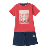 Sarabanda Completo 2 Pezzi T-Shirt-Bermuda Bicolore per Bambino 0B163 BIANCO/ROSSO SARABANDA 