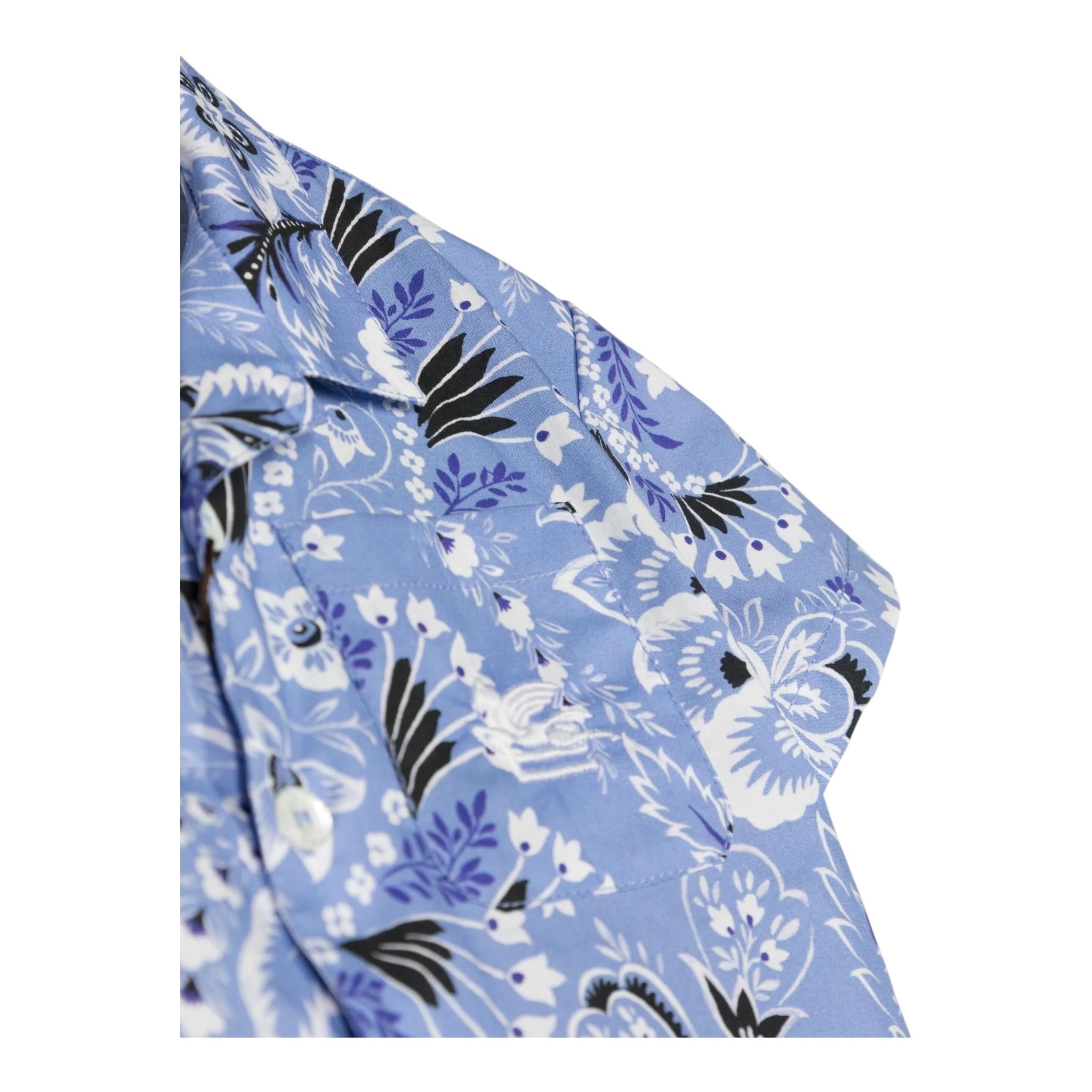 Etro Camicia Mezza Manica con Fantasia per Bambino GU5P01 AZZURRO ETRO 