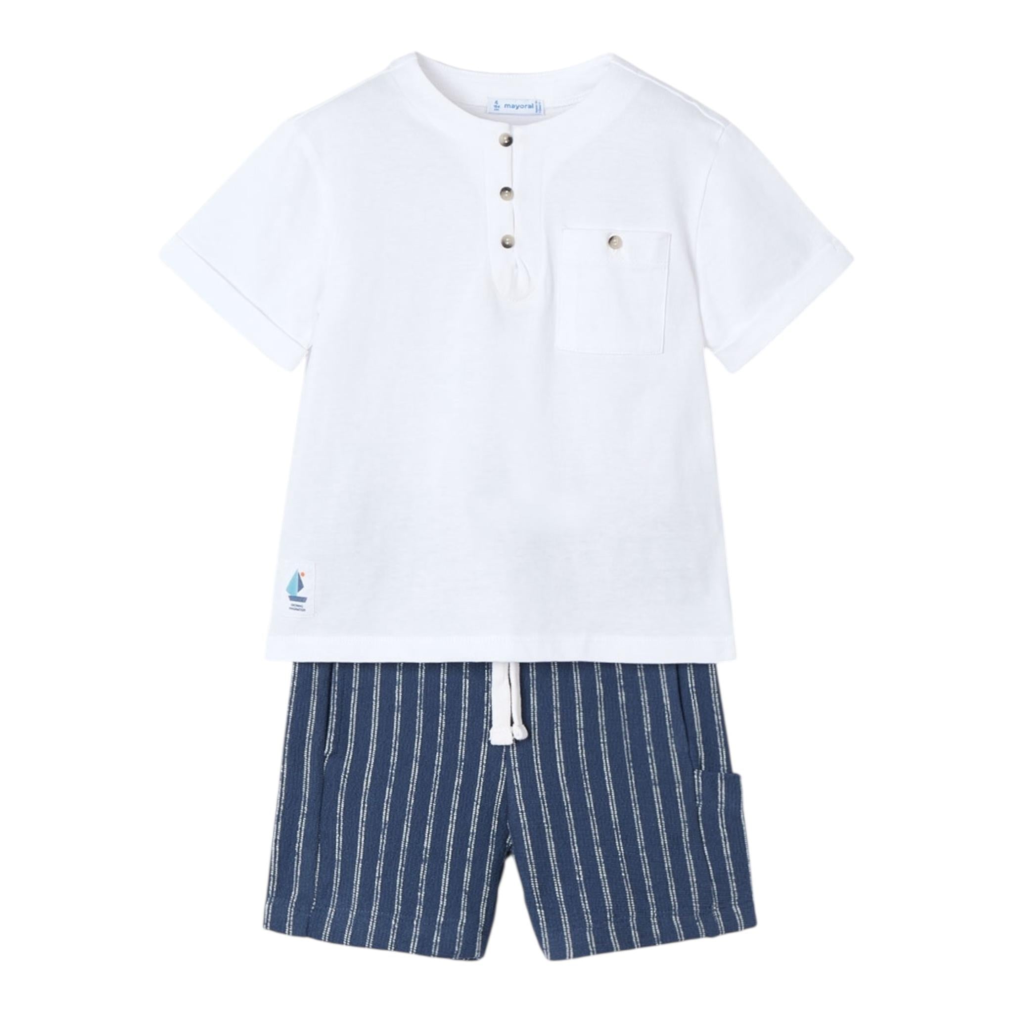 Mayoral Caompleto 3 Pezzi T-Shirt-Bermuda per Bambino 3603 BIANCO/BLU MAYORAL 