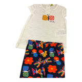 Losan Completo 2 Pezzi T-Shirt-Leggins Bicolore Bianco/Blu per Neonata
