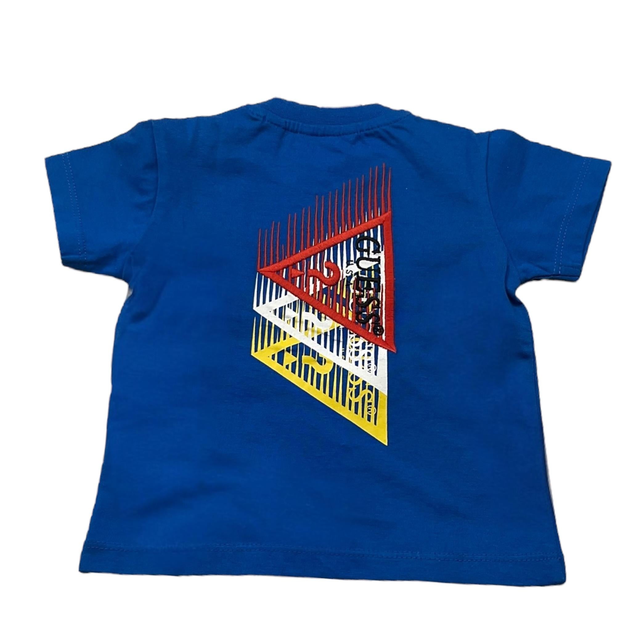 Guess T-Shirt Girocollo Tinta Unita con Stampa per Neonato N1YI03K8HM0 COBALTO GUESS 