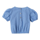 Sarabanda Top Traforato Mezza Manica Tinta Unita per Bambina 0B257 AZZURRO SARABANDA 