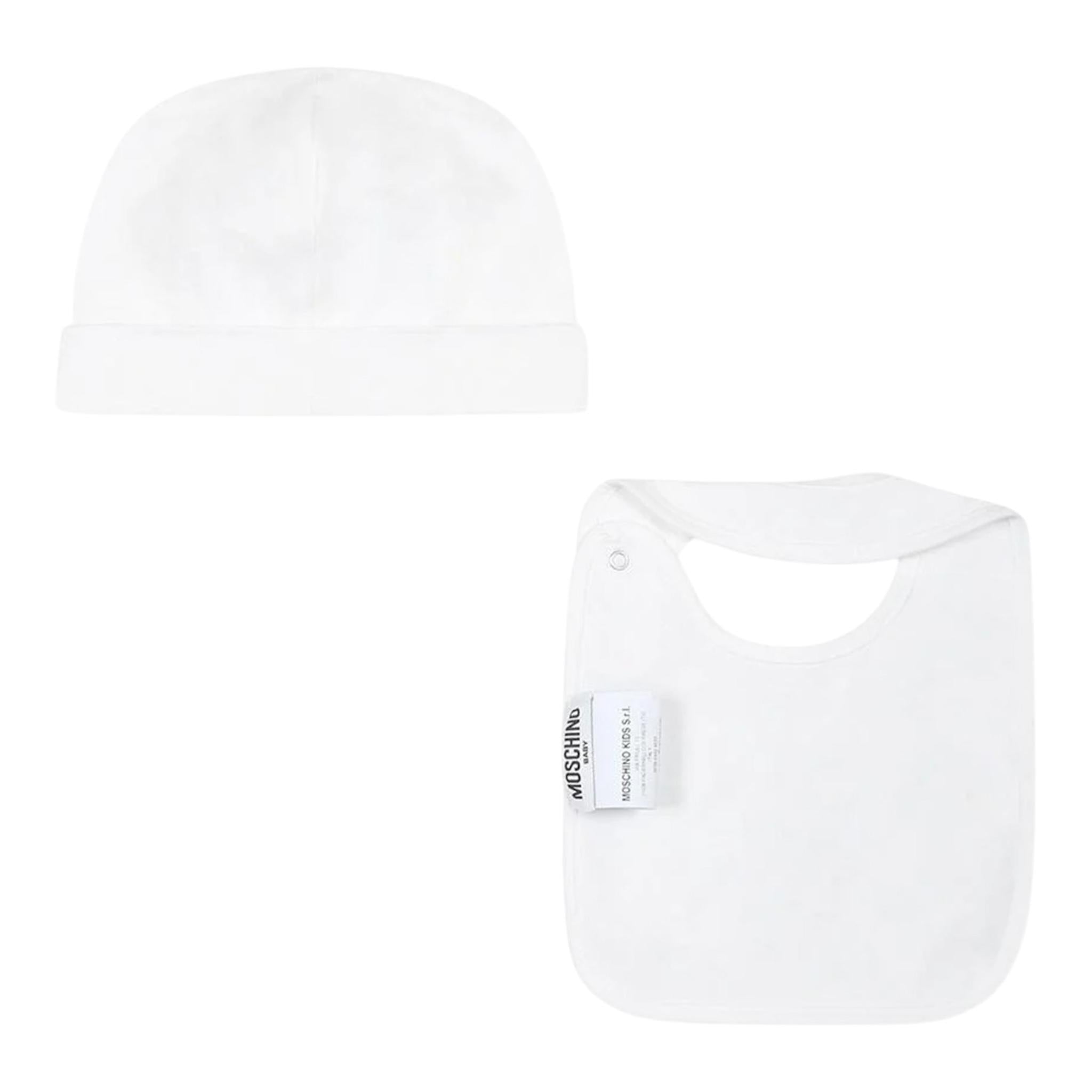 Moschino Set Cappello-Bavetta Tinta Unita per Neonato MUY081X BIANCO MOSCHINO 