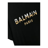 Balmain T-Shirt Girocollo Tinta Unita Con Stampe Logo Nero Per Bambino