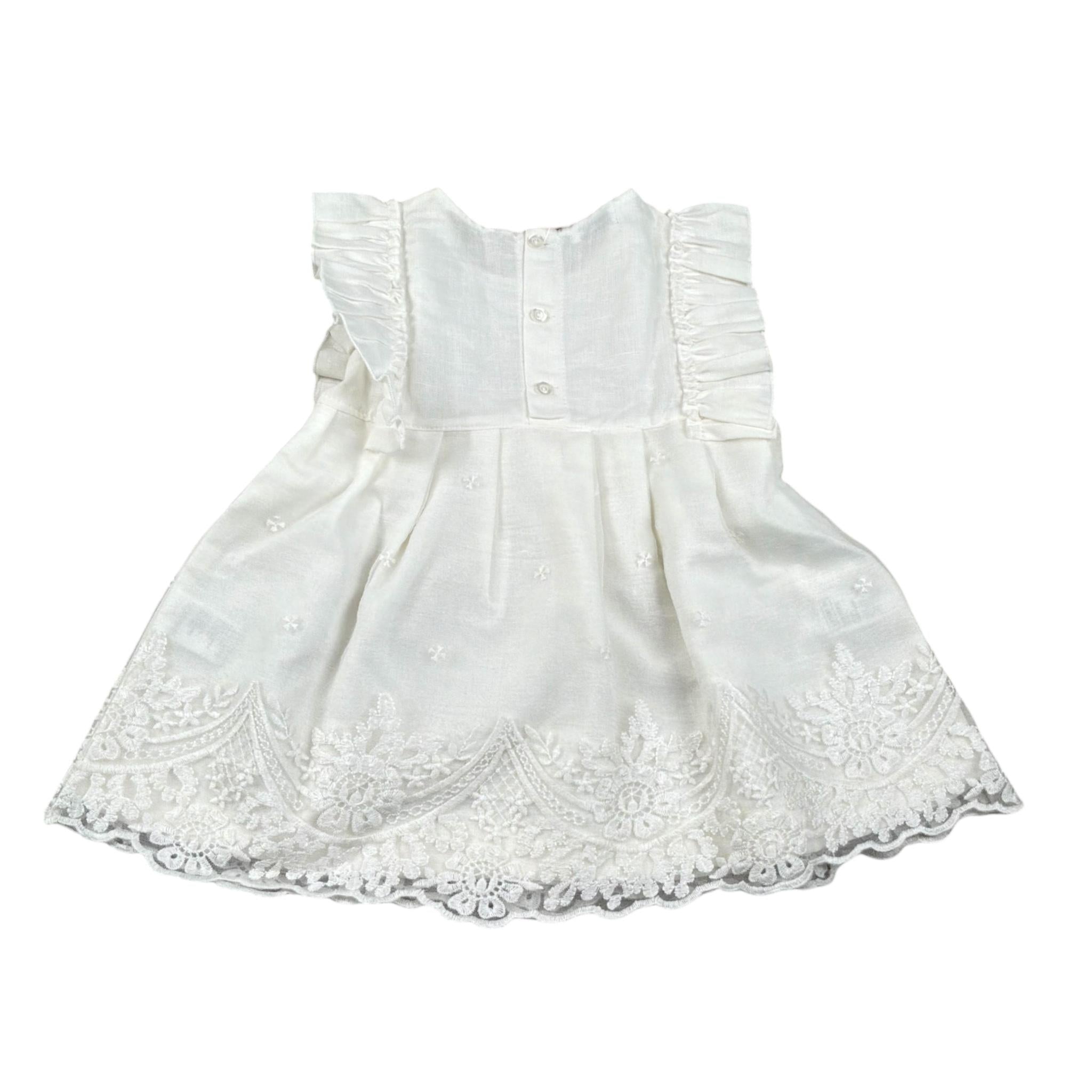 Juliana Abito tinta unita con Ricami Bianco per Neonata 25144 BIANCO JULIANA 