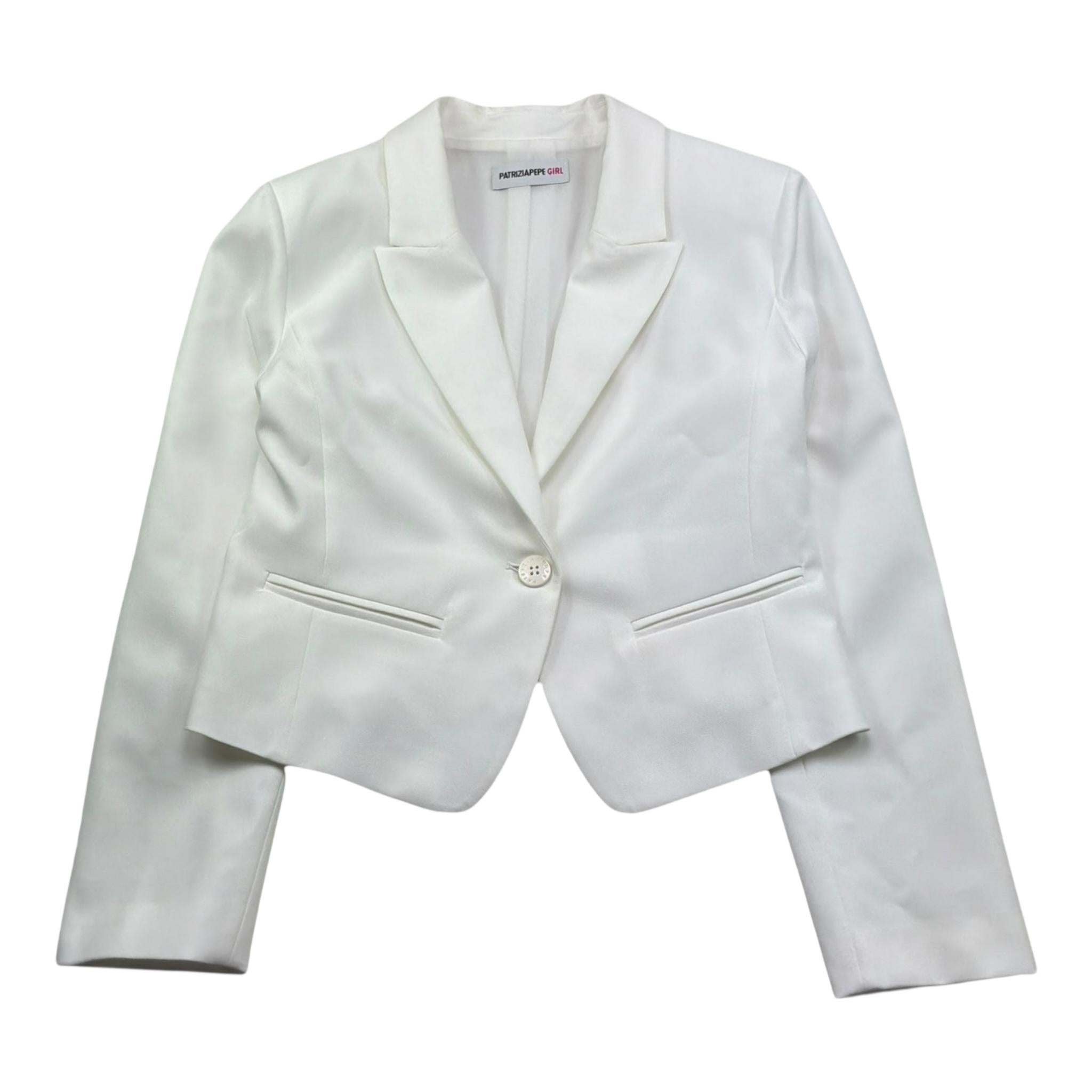 Patrizia Pepe Giacca Tinta Unita Modello Crop per Bambina 7S0277 BIANCO PATRIZIA PEPE 