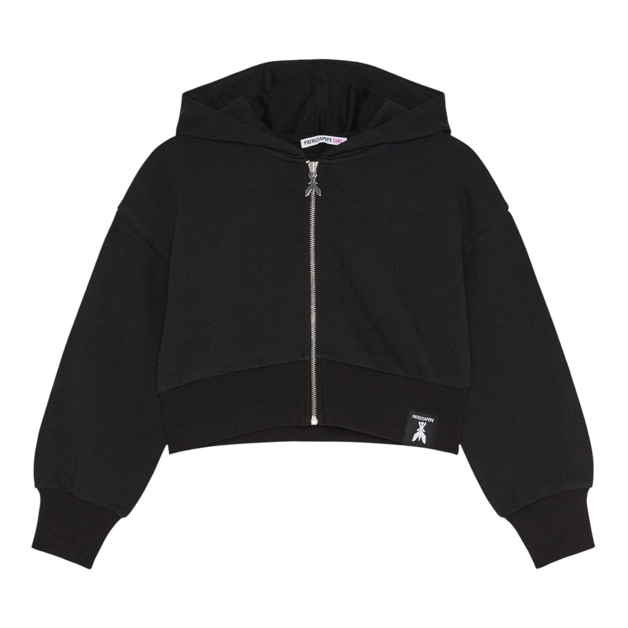 PATRIZIA PEPE felpa con zip e cappuccio tinta unita Nero per Bambina 17M0823 NERO PATRIZIA PEPE 