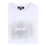 DKNY t-shirt tinta unita con stampa Bianco/argento per Bambina D62023 BIANCO/ARGENTO DKNY 