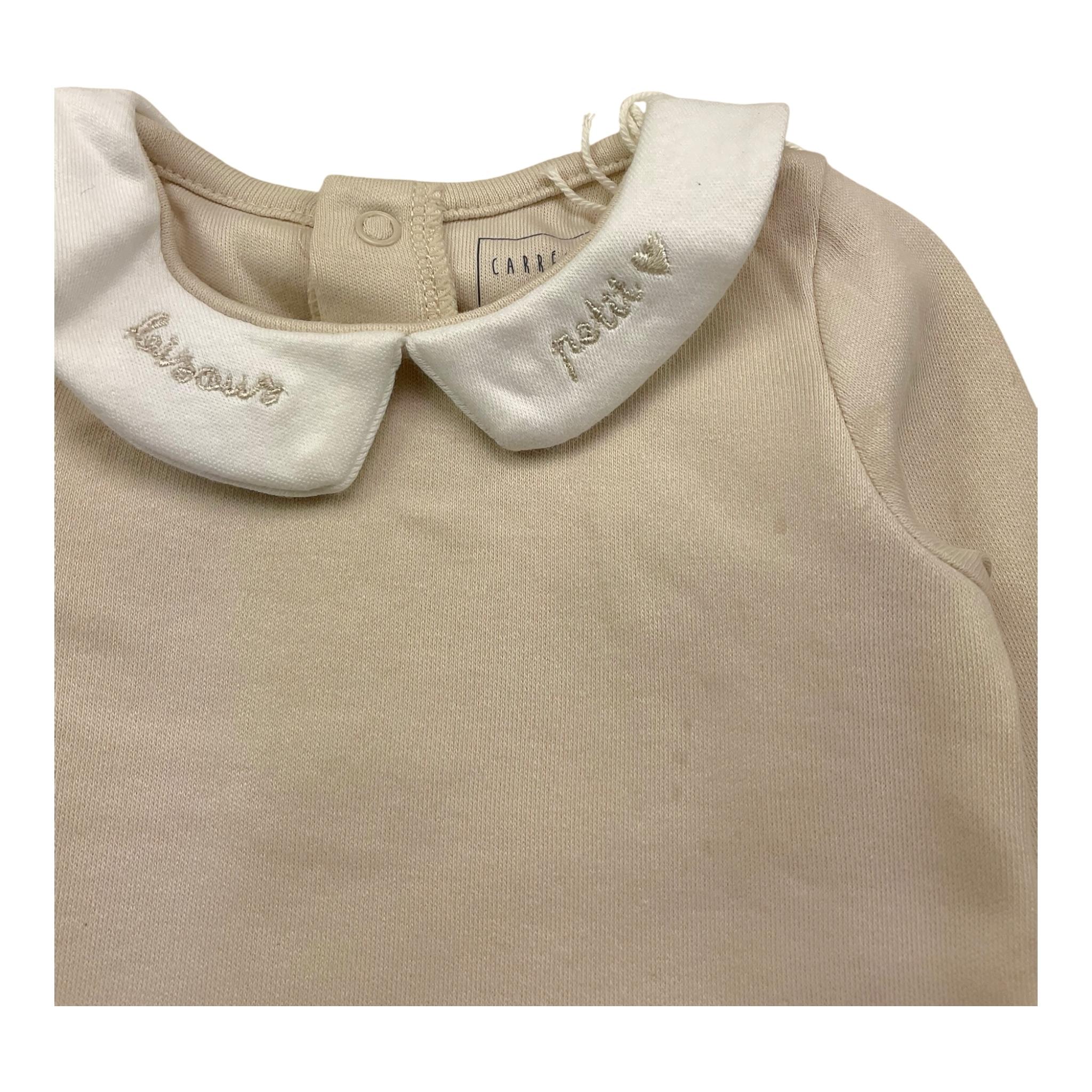 CARRE'MENT BEAU body tinta unita con colletto con stampa Beige per Neonata Y30243 BEIGE CARRE'MENT BEAU 