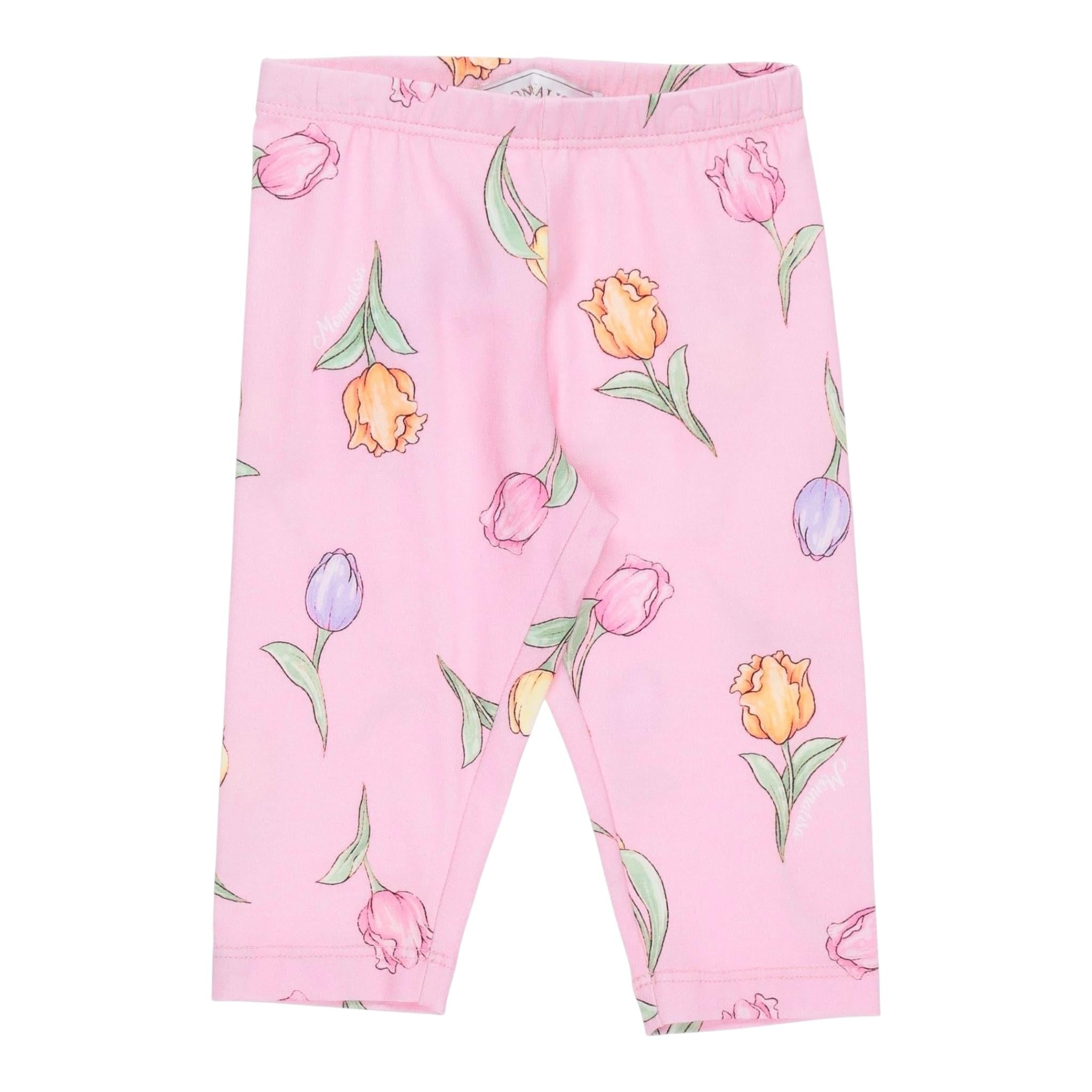 Monnalisa Leggins Tinta Unita con Stampa per Neonata 31A400 ROSA MONNALISA 