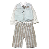 Damper Dan Completo 4Pz Gilet-Camicia-Pantalone-Papillions Azzurro Per Neonato