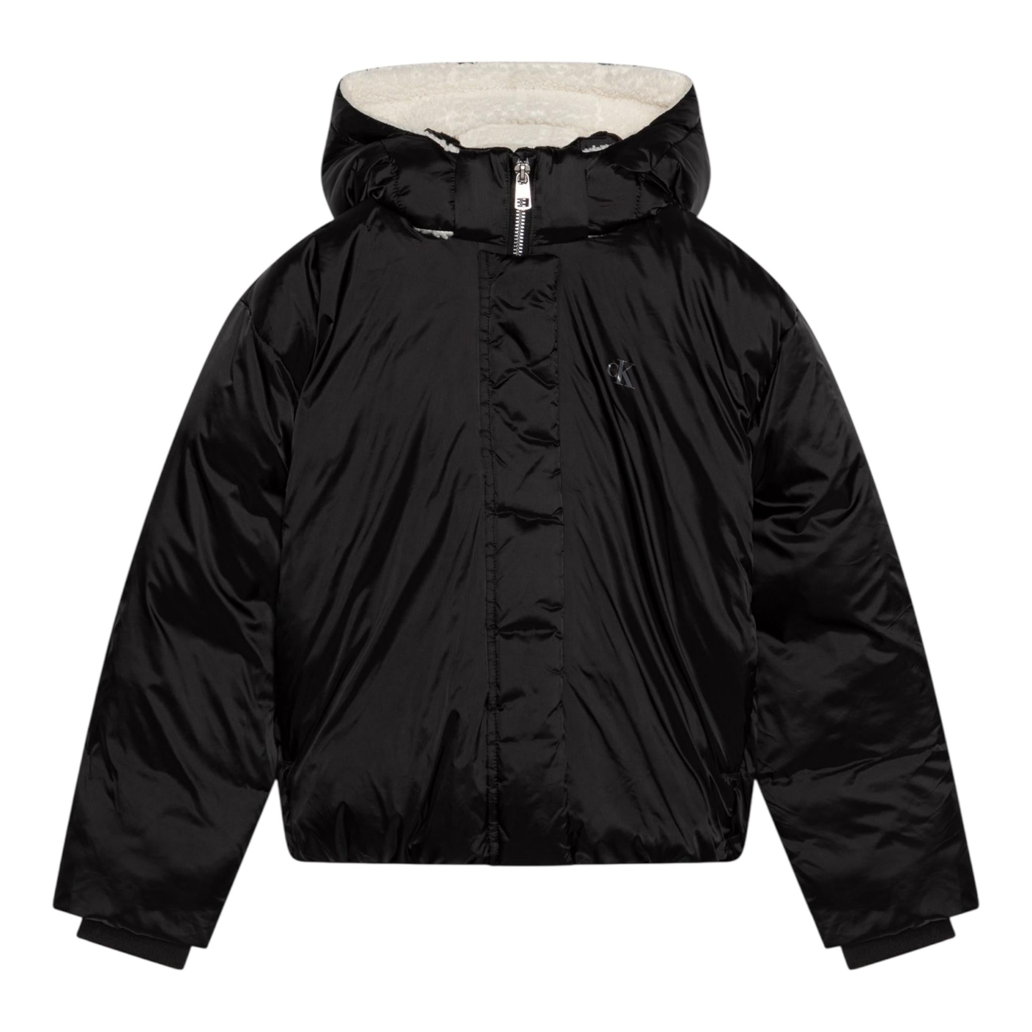CALVIN KLEIN giubbino tinta unita con zip e cappuccio Nero per Bambina IG0IG02683 NERO CALVIN KLEIN 