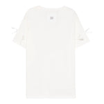 Dou Dou T-Shirt Girocollo Tinta Unita con Applicazioni Fiocchi per Bambina DW8A31 BIANCO DOU DOU 