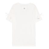 Dou Dou T-Shirt Girocollo Tinta Unita con Applicazioni Fiocchi per Bambina DW8A31 BIANCO DOU DOU 