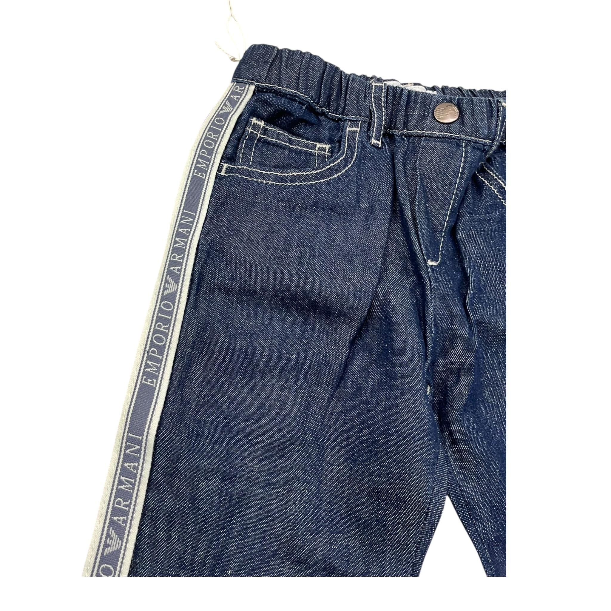 Emporio Armani Jeans Tinta Unita con Profili Logati per Neonato 3D3J01N BLU EMPORIO ARMANI 