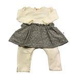 PETIT INDI tutina manica lunga tinta unita con gonna in contrasto Panna per Neonata AW24B0103 PANNA PETIT INDI 